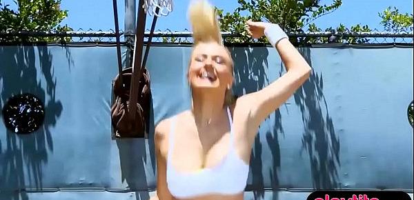  Sporty blonde gets fucked by her tennis instructor